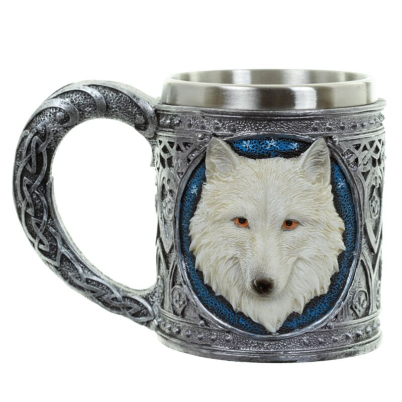 Coppa di bevute da lupo bianco decorativo