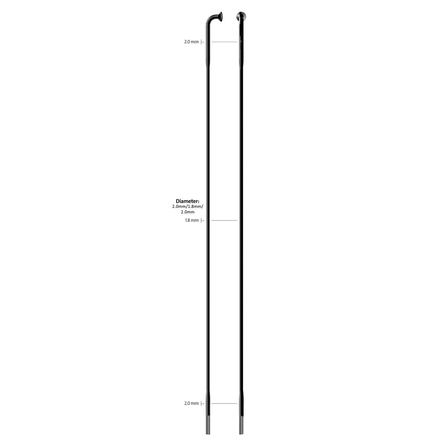 Sapim spaak 14-236l race rvs zwart zonder nippel (100st)