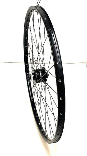 Rueda delantera Shimano 28 pulgadas 622 negro radios negros dinamo de buje con bloqueo central