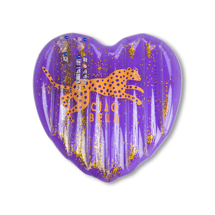 Leopard | paars hart luchtbed