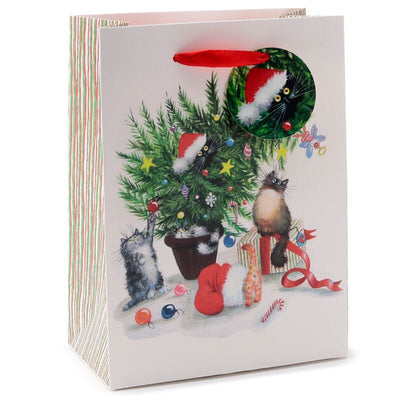 Kim Haskins Christmas Cats - Bolsa de regalo Medium