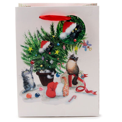 Kim Haskins Christmas Cats - Bolsa de regalo Medium