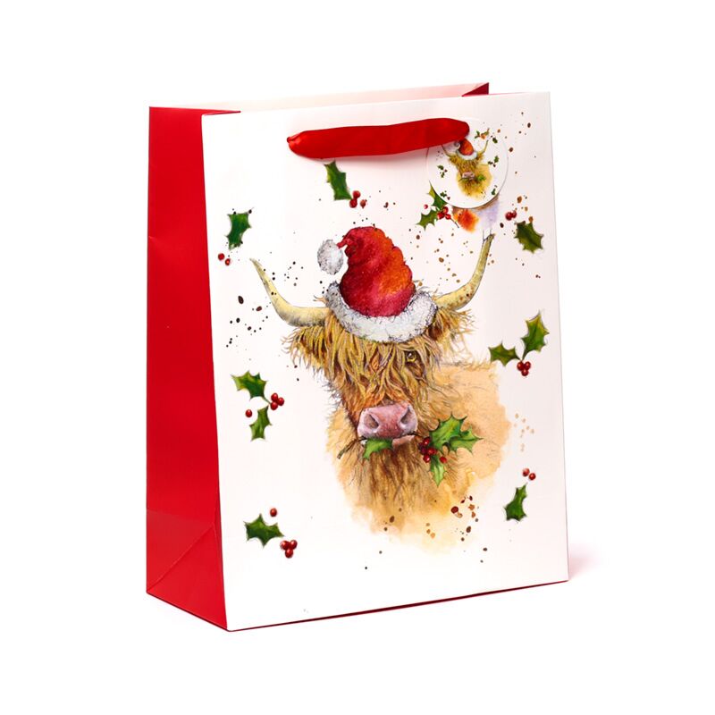 Jan Pashley Christmas Highland Coo Gift Borse L