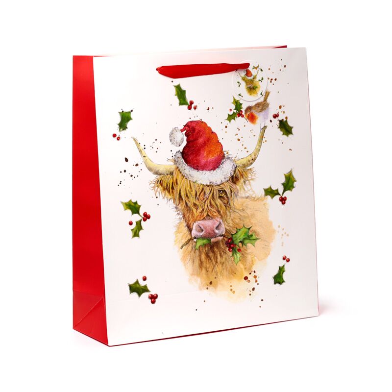 Jan Pashley Christmas Highland Coo Gift Borse XL