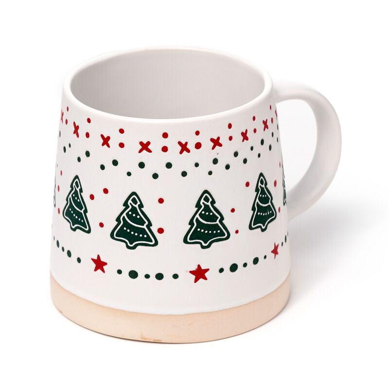 Taza de gres de árboles de Navidad