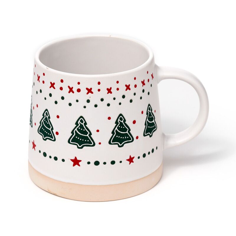 Taza de gres de árboles de Navidad