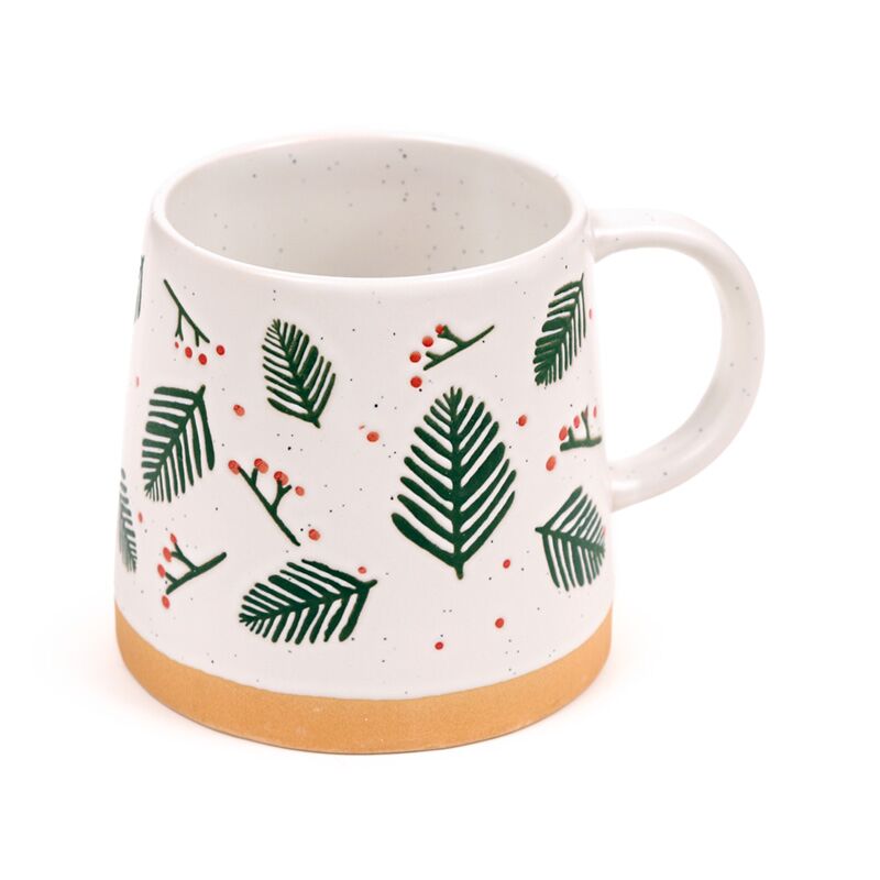 Pine Branch Berries Tapse Stonware Taza