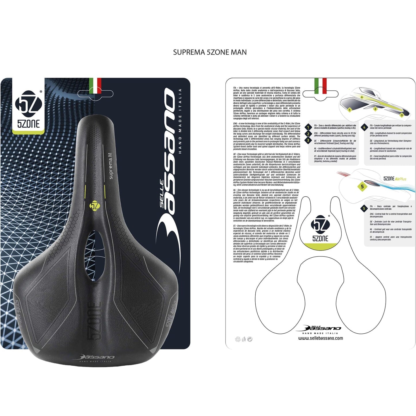 Selle Bassano Saddle Suprema 5zone el Heren Black