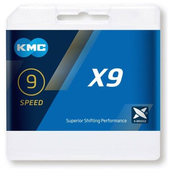 Catena per bicicletta KMC X9 Grey, 114 maglie, 9 velocità, grigio