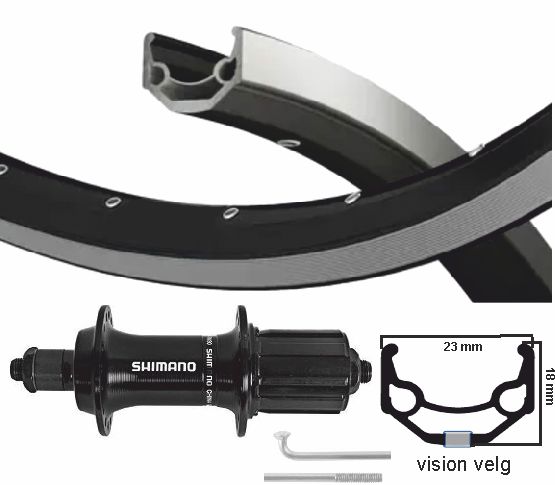 Shimano Achterwiel 28 pollici (622) Visionvelg Swille 7 Speed ​​SW Off