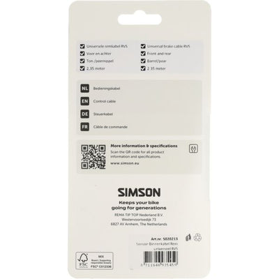 Cavo interno freno Simson universale in acciaio inossidabile