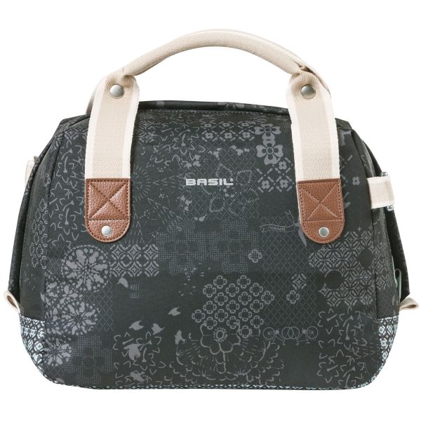 Basil Bohème City Bag - elegante groene hand-, schouder- en stuurtas voor dames, geschikt voor elektrische fietsen en stadsfietsen - zwart
