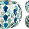 Portavelas Home Styling mosaico azul 9x9x6cm