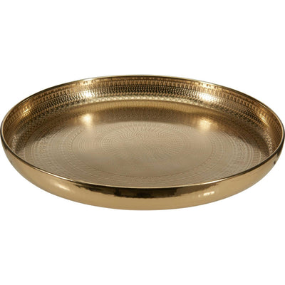 Home styling dienblad met hamerde dessin metaal ø34x3,5cm gold