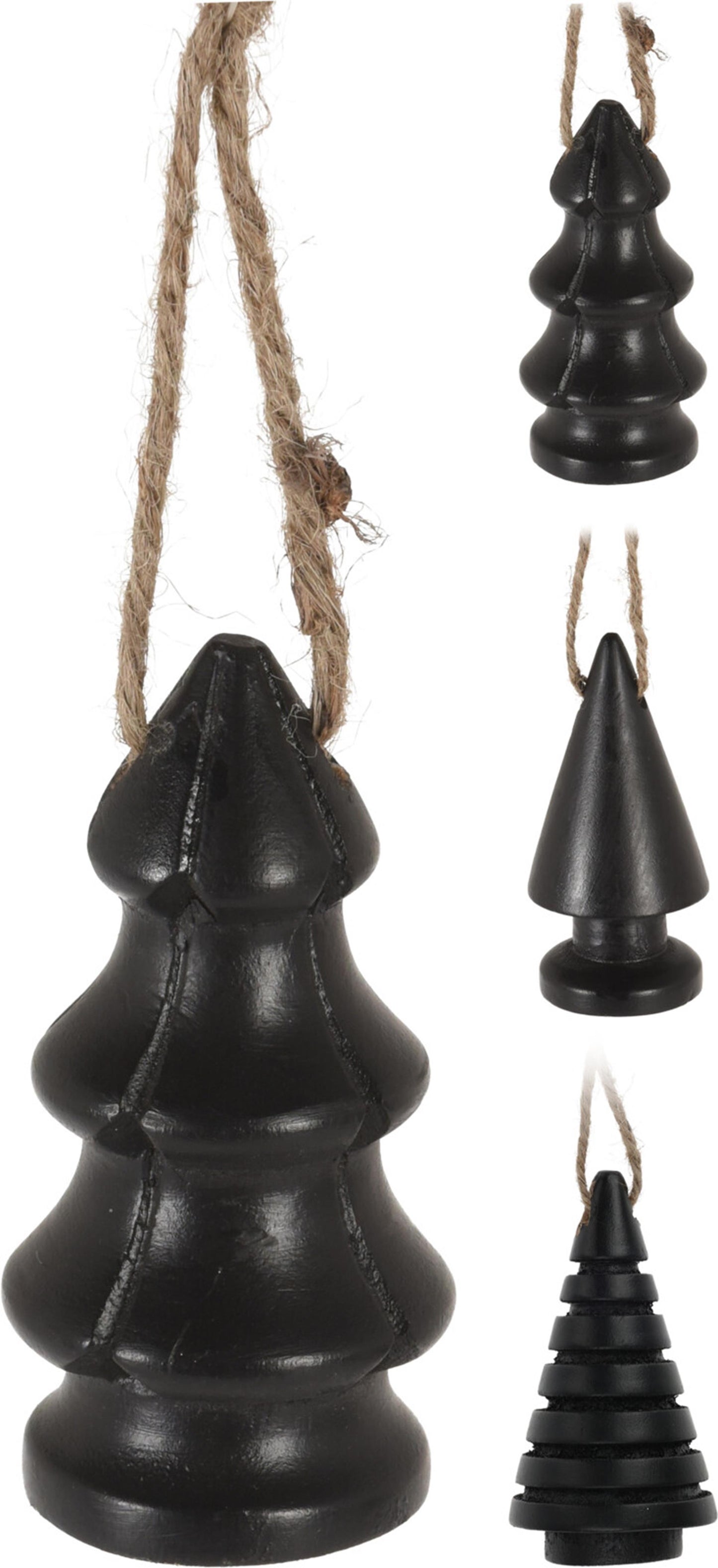 Home Styling Árbol de Navidad colgante decoración madera de mango 9cm negro