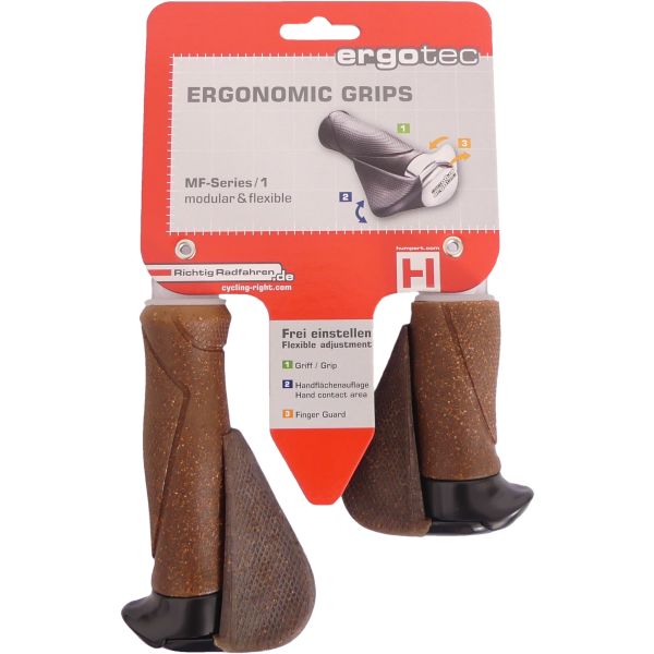Sistema de mango ergonómico - 130 mm 87 mm - Dura Cork Aluminium - Marrón negro