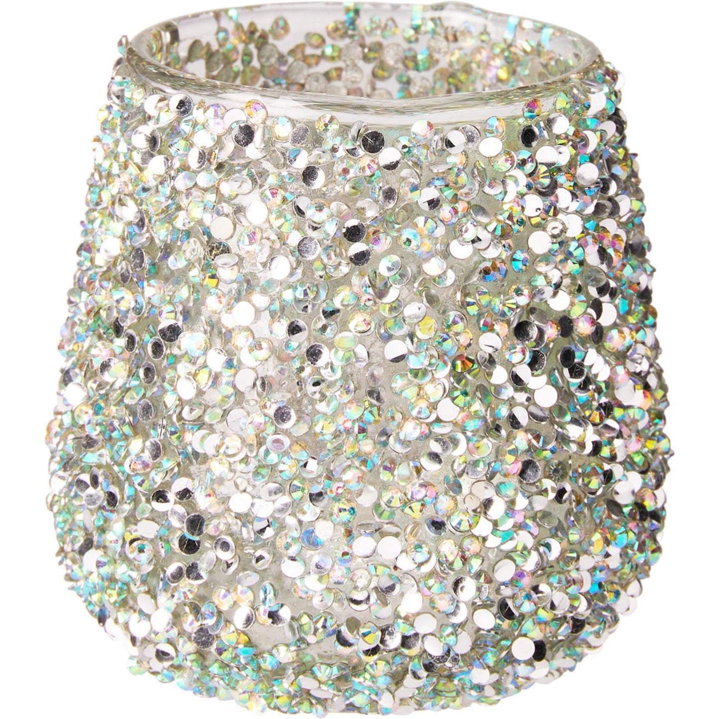 Portacandela Home Styling con perline verde h8cm