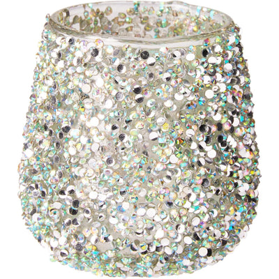 Portavelas Home Styling con cuentas verde h8cm