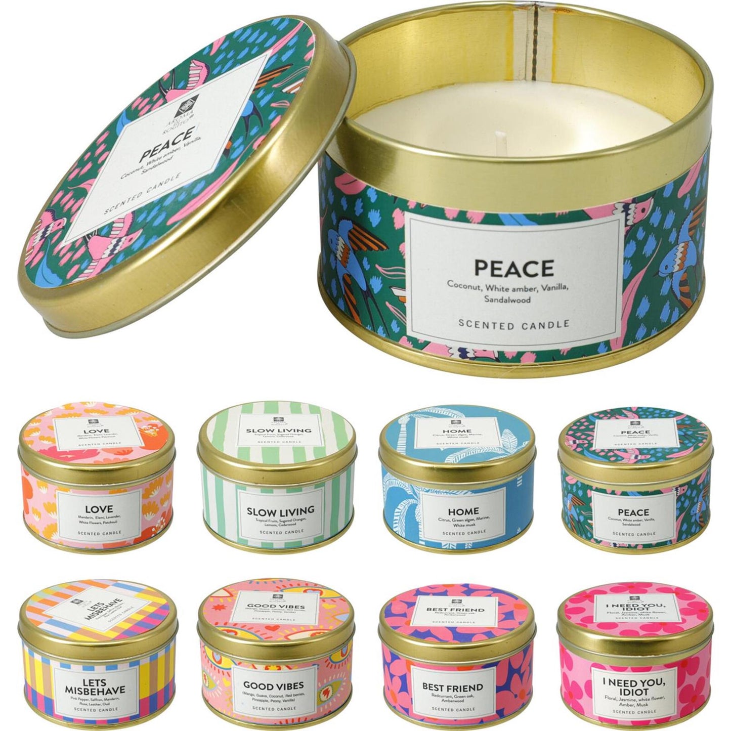 Candela profumata per l'home styling in scatola di latta con stampa estiva 5 cm