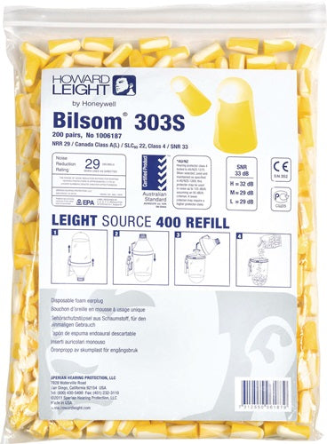 Recambio de tapones para los oídos Howard Leight Bilsom 303s (200 pares)