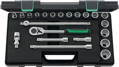 Stahlwille dopsleutelset | 22-delig 1 2 inch | sleutelwijdtes 10-32 mm | aantal tanden 36 12-kant | 1 stuk - 96031447 96031447