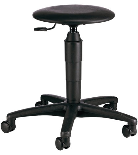 Taburete giratorio Topstar | con ruedas | cojín de cuero artificial negro | ajuste de altura del asiento 420-550 mm | 1 pieza - 72260 d 10 h 72260 d 10 h