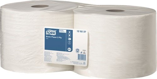 Panno per pulizia Tork | ca. l340xl235 mm | bianco | 2 strati, perforati, con rilievo | 2 pezzi - 129237 129237