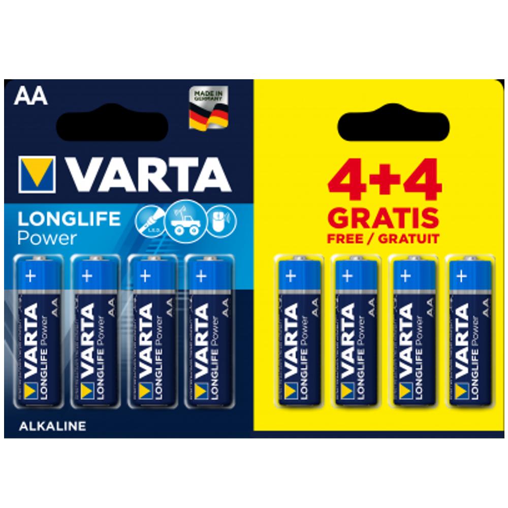 Batteria Varta AA 4+4 Alcalina Longlife Power