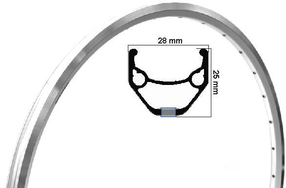 Ryde Velg Zac 421 28 pollici (622) Breno d'argento 36 fori bustato