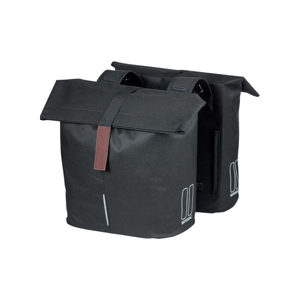 Bolsa de bicicleta doble de Basil City - Poliéster repelente de agua - Sistema de puentes negros - 28-32L - 28-32L