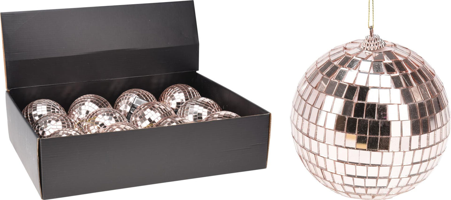 Home styling kerstbal spiegelbal 12cm rose goud