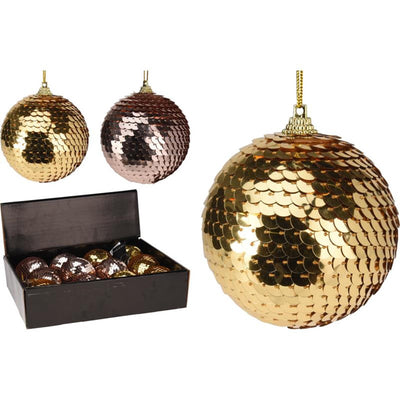 Home styling Pallina di Natale con paillettes 7 cm oro rosa