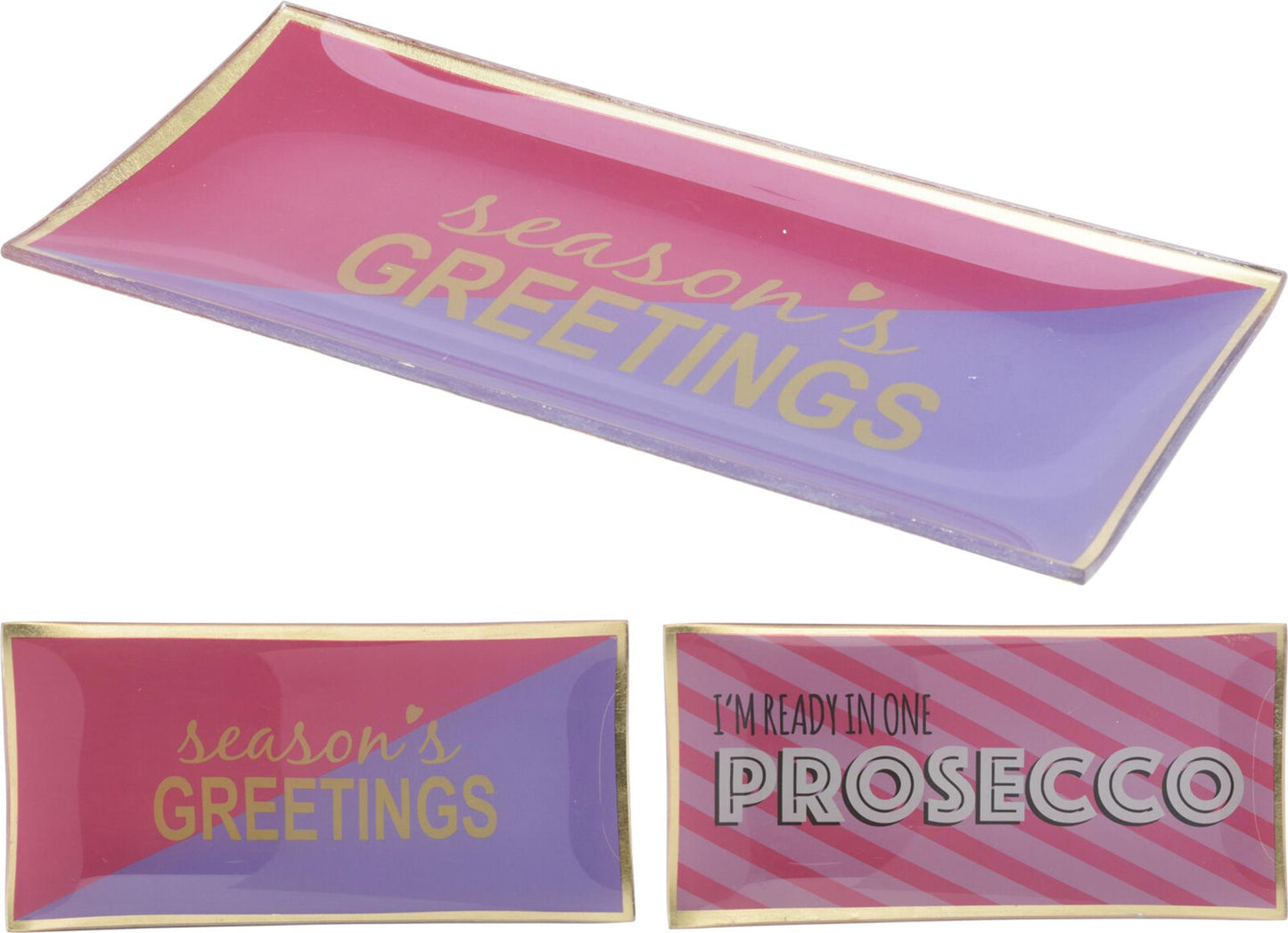 Home styling bord glas 10x21cm met tekst roze paars