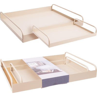 Home styling dienblad set van 2 dienblad set van 2 metaal zandkleur