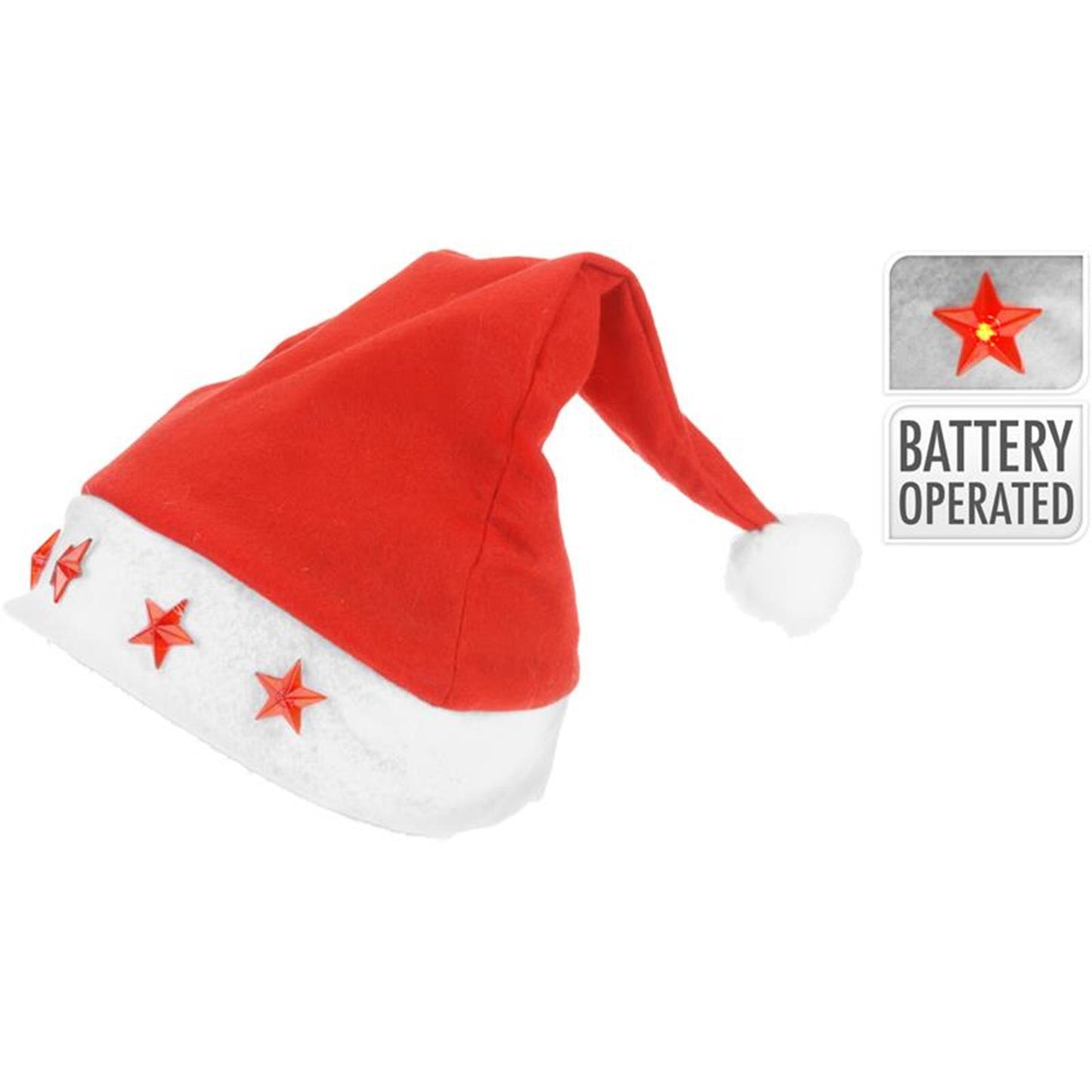 Gorro de Papá Noel con luces de 5 estrellas.