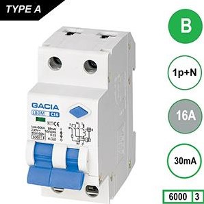 Aardlekautomaat 16a b kar 30ma 2p gacia - 4517840