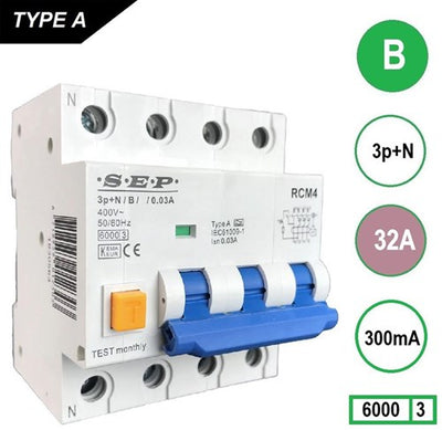 Interruttore differenziale 32a b kar 300ma 4p sep - 4518142