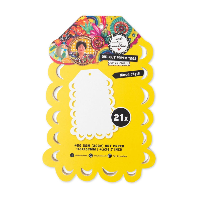 Studio light • art by marlene die-cut paper tags moon style