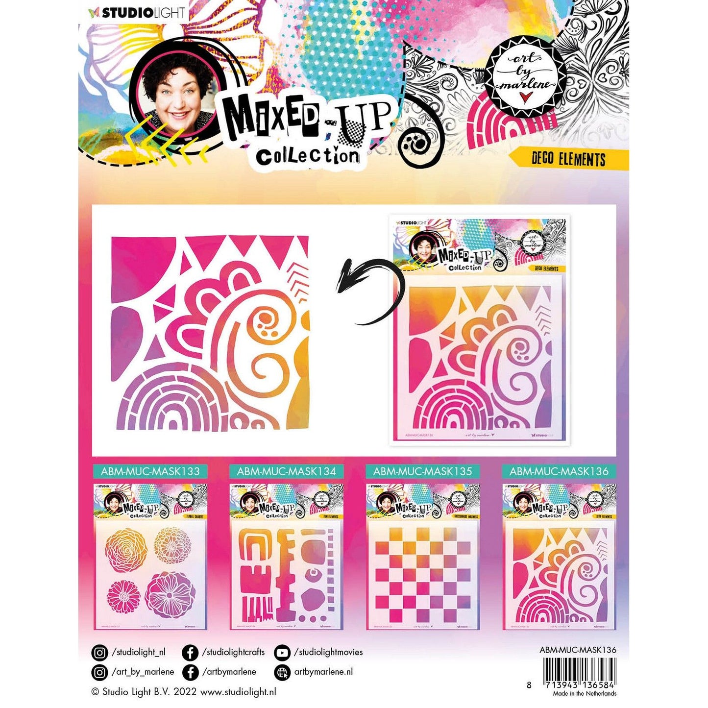 Luce da studio • elementi decorativi con stencil per maschere da collezione mescolati