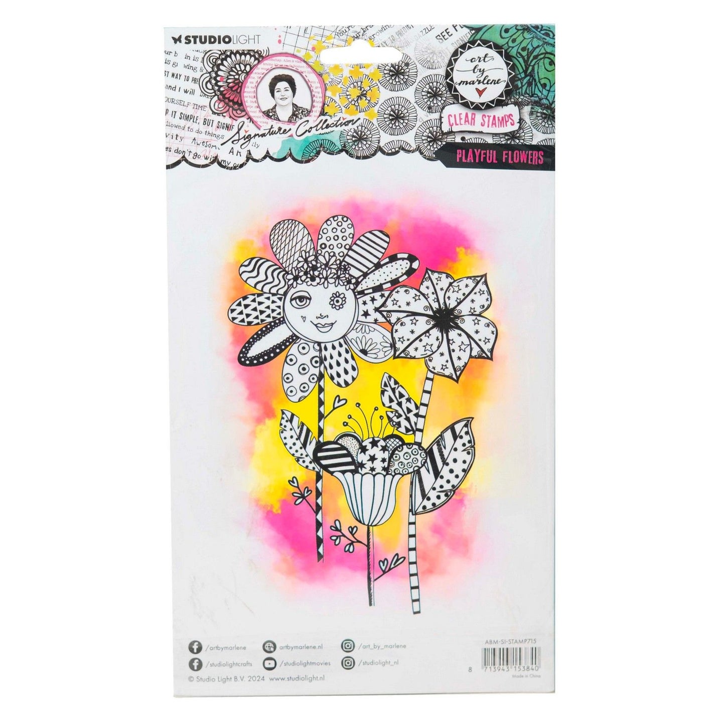 Studio light • collezione firmata fiori giocosi con timbro trasparente