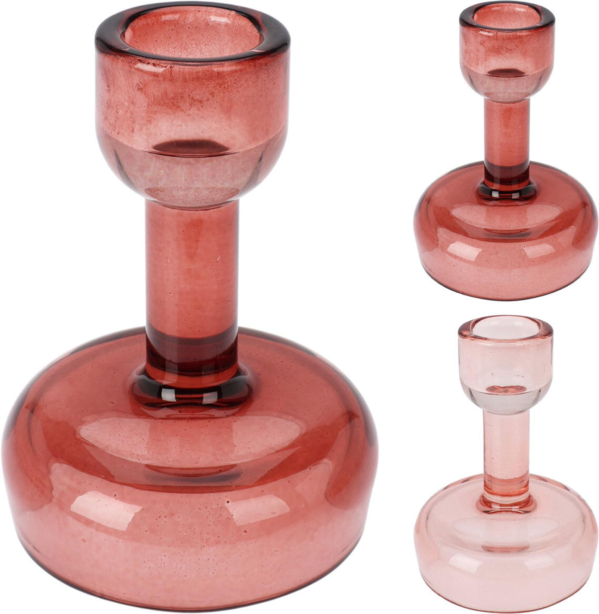 Home styling candle holder glass 7x10cm reversible