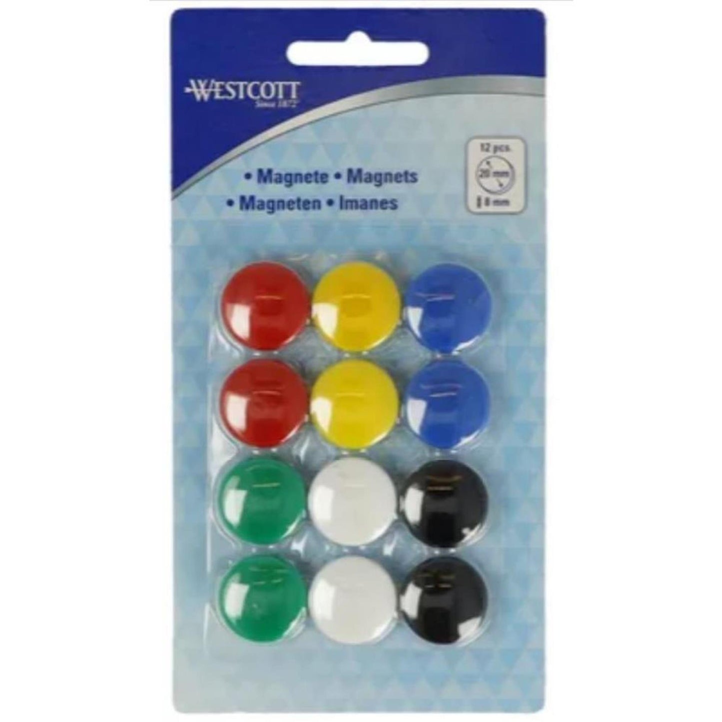 Magneti Westcott colorati ø20x8mm 12pz