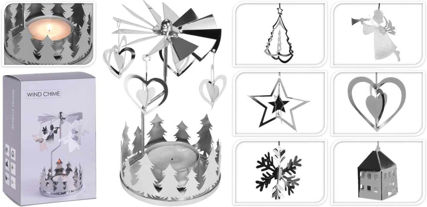 Home styling theelichthouder carrousel zilver