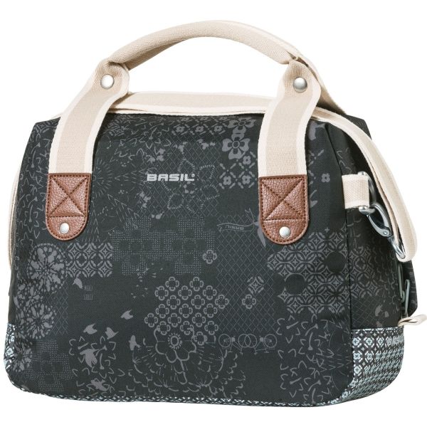 Basil Bohème City Bag - elegante groene hand-, schouder- en stuurtas voor dames, geschikt voor elektrische fietsen en stadsfietsen - zwart