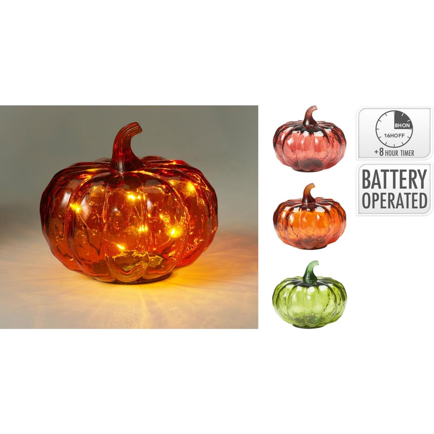 Home styling pompoen met led 13cm