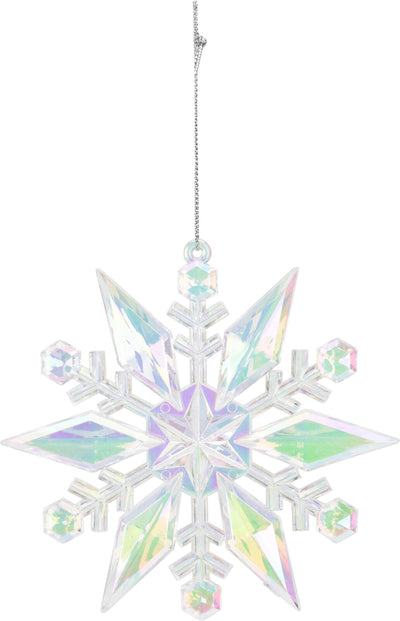 Home styling Ciondolo natalizio fiocco di neve 11 cm iridescente