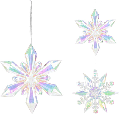 Home styling Ciondolo natalizio fiocco di neve 11 cm iridescente