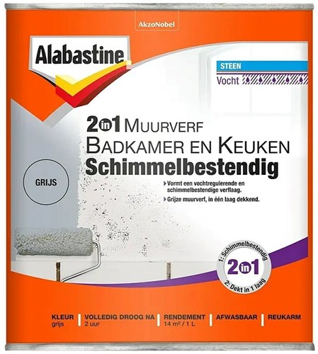 Pittura murale Alabastine 2in1 b k grigio 1 l - 5256777