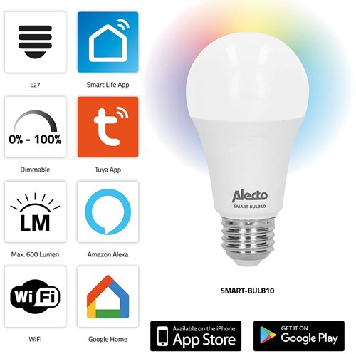 Alecto smart-bulb10 lámpara LED de color inteligente con Wi-Fi - smart-bulb10