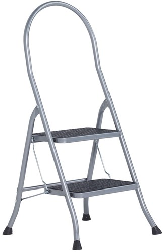 Altrex cromato huishoudtrap 2-treeds met hoge beugel silver - 500950